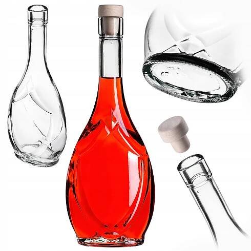 SKLENĚNÁ LÁHEV ICONA 500 ml 0,5 L NA VÍNO LIKÉRY ŠŤÁVY LIKÉR S KORKEM