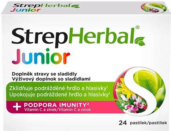 StrepHerbal Junior lisované pastilky pro zklidnění sliznice dutiny ústní