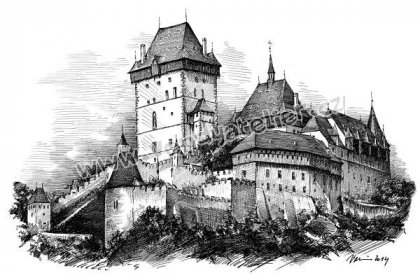 Karlštejn - kresba Castle Drawing, Prague Travel, Fantasy Castle ...