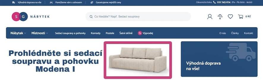 SG nábytek webové stránky e-shopu