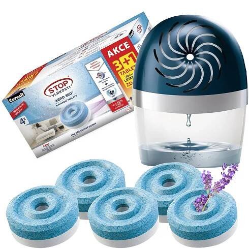 Obrázek produktu pro Ceresit Absorpční tablety 450 g 1x levandule 3x normální + Ceresit Aero 360 Blue device