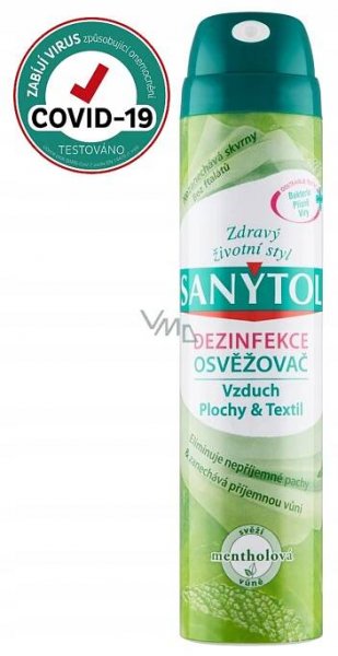 Sanytol Mentol čistí vzduch a dezinfikuje všechny povrchy a textil 300 ml
