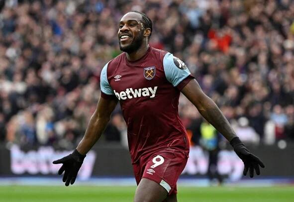 Michail Antonio of West Ham United celebrating a goal.