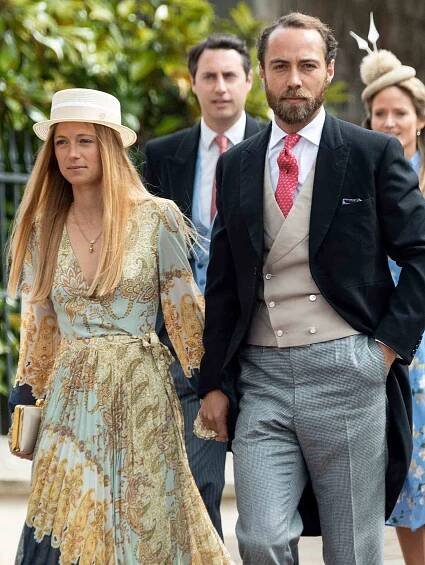 James Middleton and Alizee Thevenet attend the wedding of Lady Gabriella Windsor and Mr Thomas Kingston at St George's Chapel, Windsor Castle on May 18, 2019.