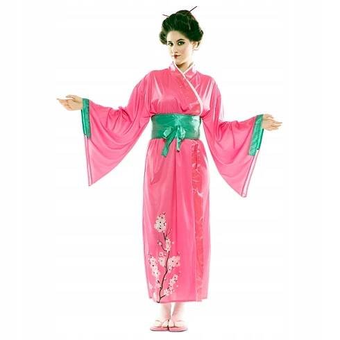 KOSTÝM RŮŽOVÁ GEJŠA KIMONO JAPONSKO DÁLNÝ VÝCHOD PŘEVLEK KARNEVAL S
