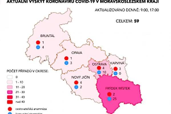 V Moravskoslezském kraji je 59 nakažených, také lékařka opavské nemocnice