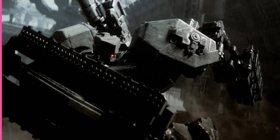 An Armored Core mech standing ready to fly