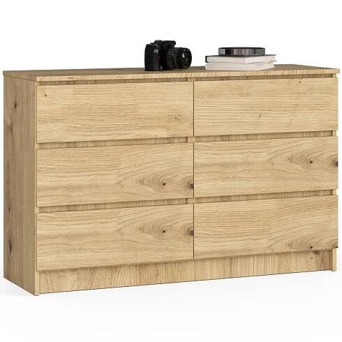 Komoda Kuba 120 cm 6 šuplíků dub artisan