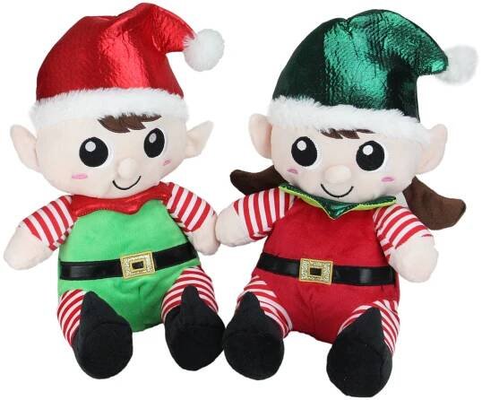 Download Two Elf Stuffed Toys Sitting Next To Each Other Wallpaper