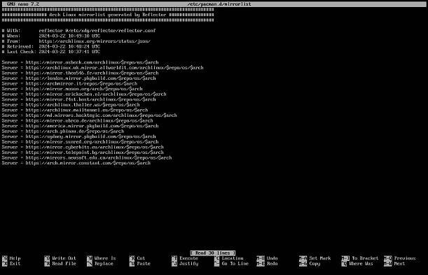 arch-mirrorlist