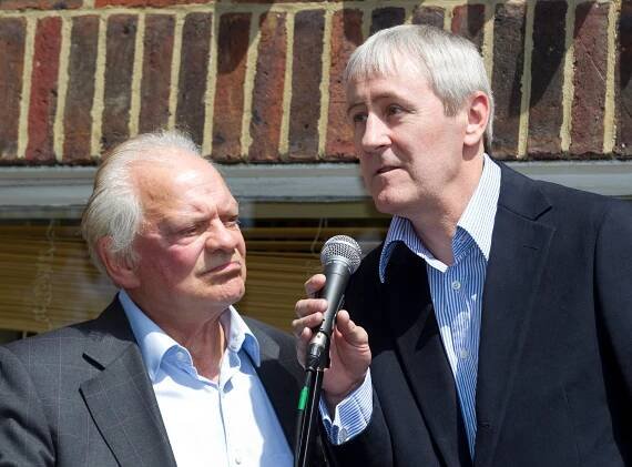 Sir David Jason and Nicholas Lyndhurst at the unveiling of a plaque for John Sullivan.