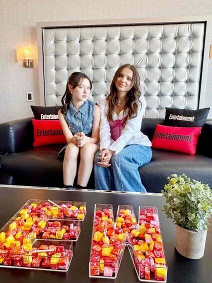 Violet and Madeleine McGraw at EW's hospitality suite at San Diego Comic-Con 