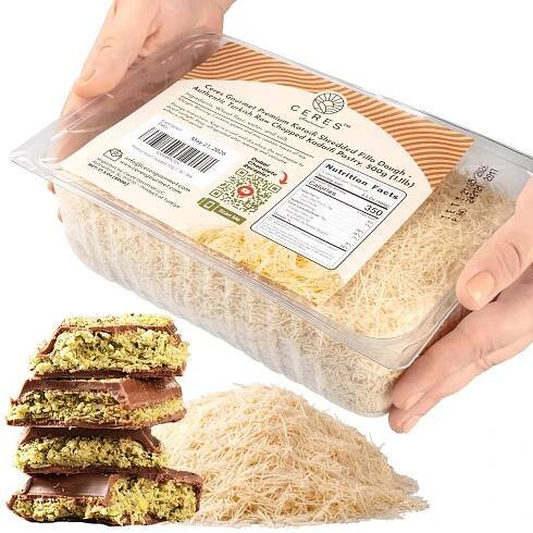Kataifi Shredded Fillo Dough | Authentic Turkish Raw Chopped Kataifi Pastry, for Kunafa & Baklava, Dubai Chocolate Freshly Packaged, 1.1lb