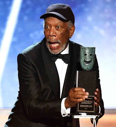 Morgan Freeman accepts the Life Achievement Award at the 24th SAG Awards in L.A. on Jan. 21, 2018