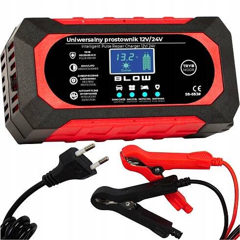 AUTOMATICKÝ INTELIGENTNÍ USMĚRŇOVAČ, NABÍJEČKA AKUMULÁTORU LCD 24V 12V 10A