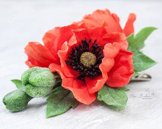 Flower hair clip — polymerflowers