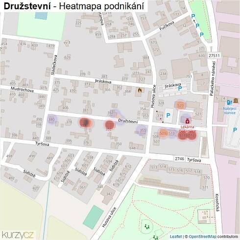 Mapa Družstevní - Firmy v ulici.