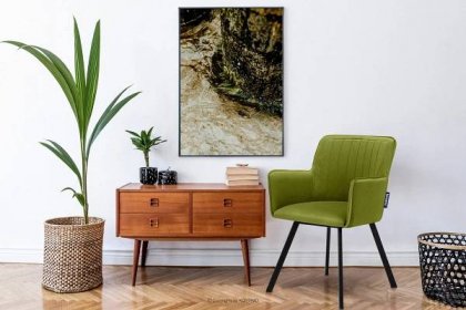 PYRUS Židle čalouněná velurem zelená olivová/černá - obrázek 1
