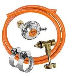 BM Regulátor - souprava 2 kg propan butanovou láhev 150 cm hadice, ventil, regulátor 1,5 kg/h, 2x spona
