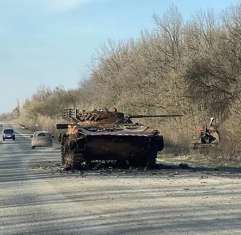 Zničený ruský tank.