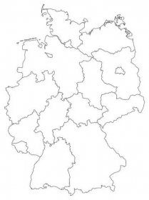 Mapa Německa rozděleno do spolkových zemí — Ilustrace