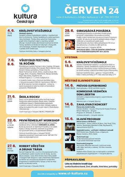 Program na červen 2024, autor: Kultura Česká Lípa p. o.