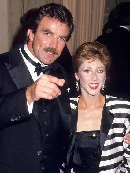 Tom Selleck and girlfriend Jillie Mack attend the 44th Annual Golden Globe Awards on January 31, 1987