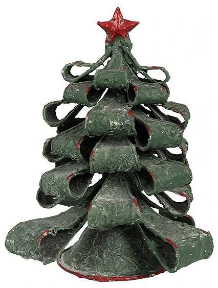 Clayre & Eef 65870 Vánoční ozdoba na stromeček kovová zelená červená Ø 21x24 cm