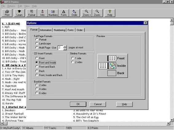MP3 Track Printer - Print CD Jewel Case Inserts for Your MP3 Tracks and Playlists