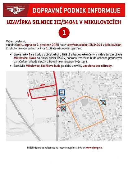 Uzavírka v Mikulovicích - obrázek