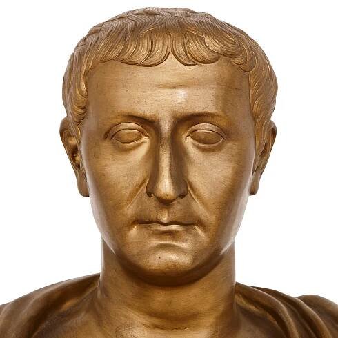 Gilt bronze overdoor bust of Julius Caesar