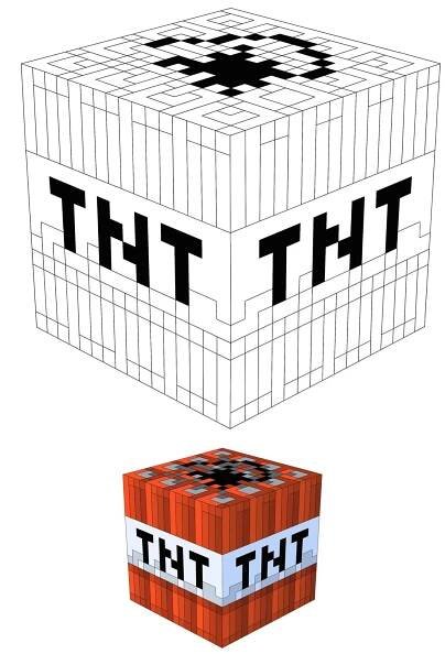 Minecraft TNT difficult coloring page for kids