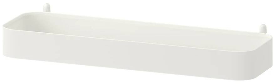 Bílá nástěnná police SKÅDIS, obdélníkový, minimalistický design, ocelová základna, epoxidová povrchová úprava.