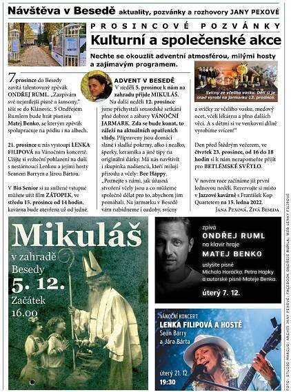 KC Beseda Klánovice: program a pozvání v Klánovickém zpravodaji 12/2021 – Otevřené noviny