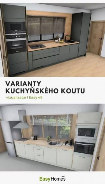 an image of two different kitchen cabinets in the same room