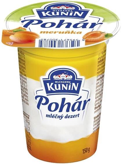 Mlékárna Kunín Pohár mléčný dezert s příchutí meruňka