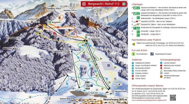 Mapa sjezdovek Nesselwang