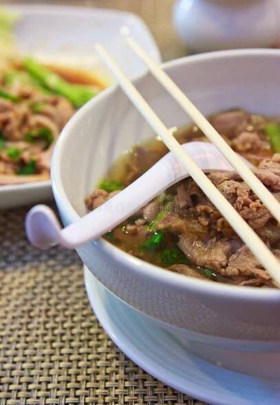 Spicy thai chinese beef noodle stock photos