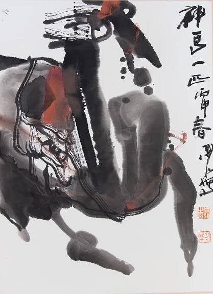 神马一匹 彩墨纸本 36 x 48 cm