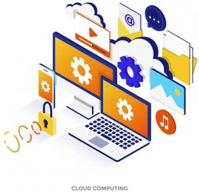 Flat color Modern Isometric Illustration - Cloud computing