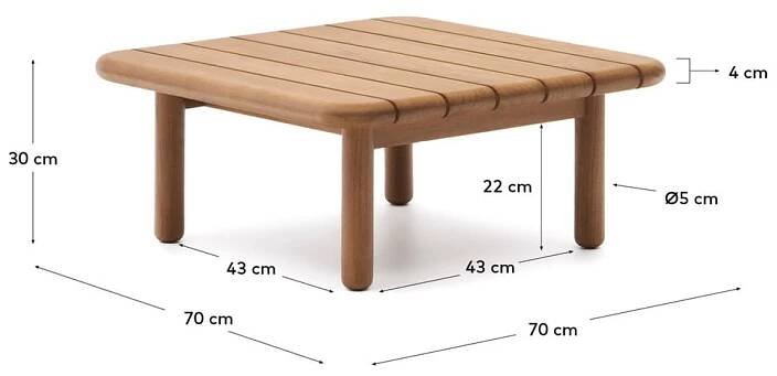 Zahradní odkládací stolek z teakového dřeva 70x70 cm Turqueta – Kave Home