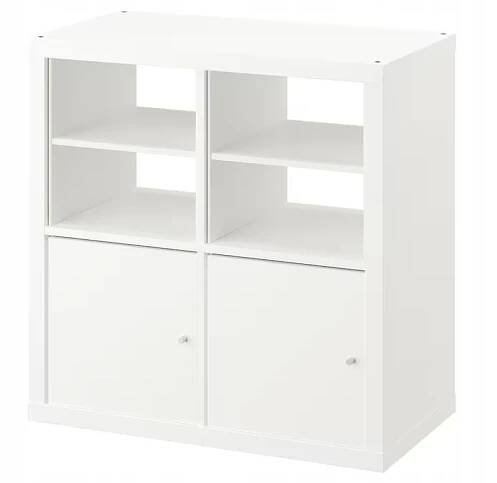IKEA KALLAX Regál se 2 vložkami a policí, bílý, 77 x 77 cm