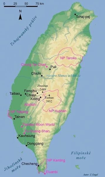 Tchaj-wan - mapa
