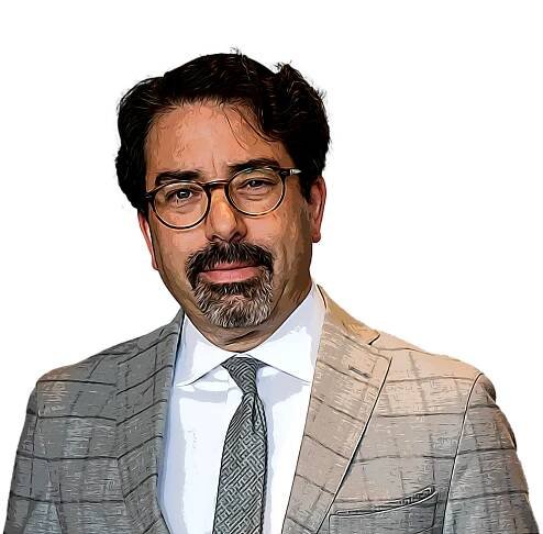 man in glasses smiling in suit cartoon image moshe