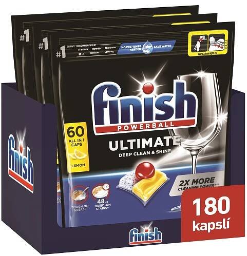 Finish Ultimate All in 1 Lemon Sparkle - kapsle do myčky nádobí 180 ks
