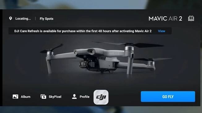 Dji Mavic Air 2 - náhled do aplikace Fly, základní nastavení CZ