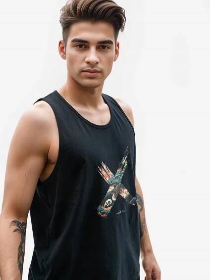 RUKÁVNÍK TANK TOP pánské tričko BEZ RUKÁVŮ DRAK ČERNÁ M Značka ostatní
