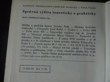 Správná výživa teoreticky a prakticky : Příručka pro všeobecně vzdělávací školy, 1968