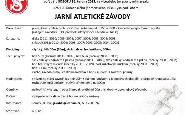 Jarní atletické závody 2018