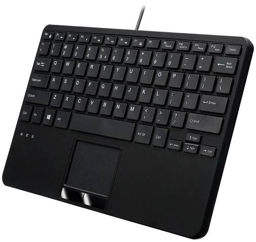 Perixx PERIBOARD-525 H DE USB klávesnice německá, QWERTZ černá USB hub, dotyková plocha